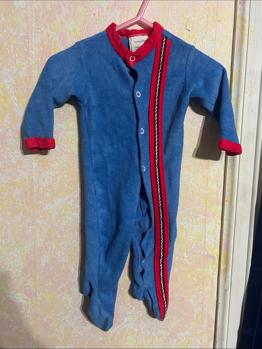 Blue Footed Kids One-Piece with Red Trim